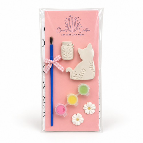 Cat & Flowers Paint-Your-Own Plaster Kit by Claire's Creatives