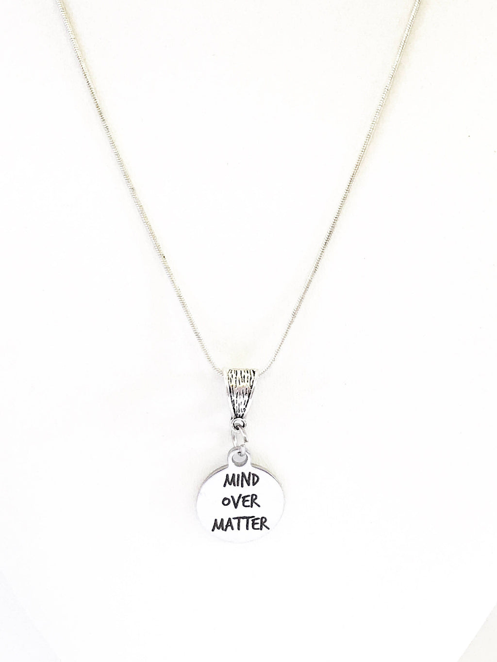 Mind Over Matter SS Engraved Pendant Necklace, Encouragement Jewelry Gift For Her, Motivational Jewelry For Daughter, Inspirational Jewelry