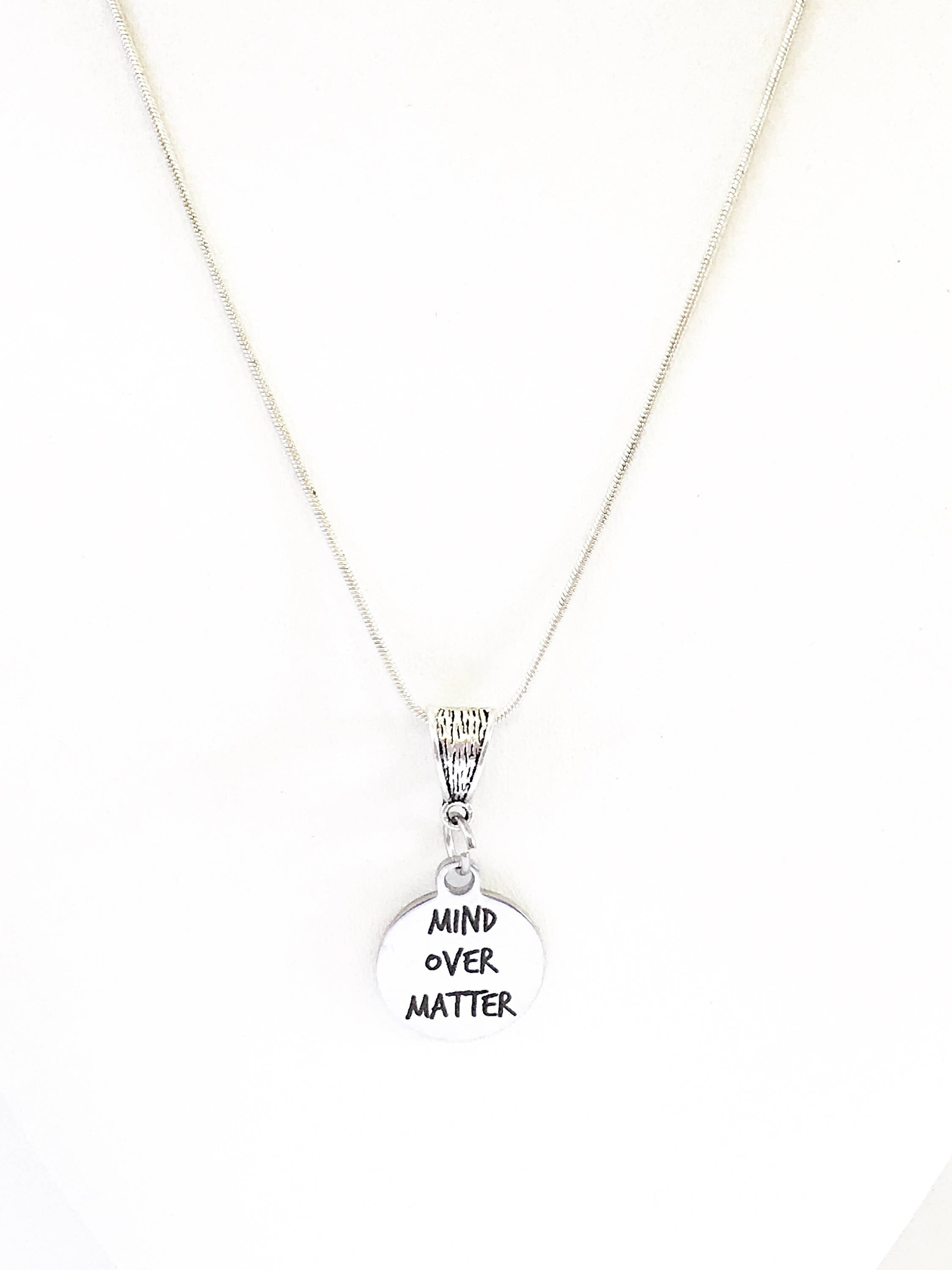 Mind Over Matter SS Engraved Pendant Necklace, Encouragement Jewelry Gift For Her, Motivational Jewelry For Daughter, Inspirational Jewelry