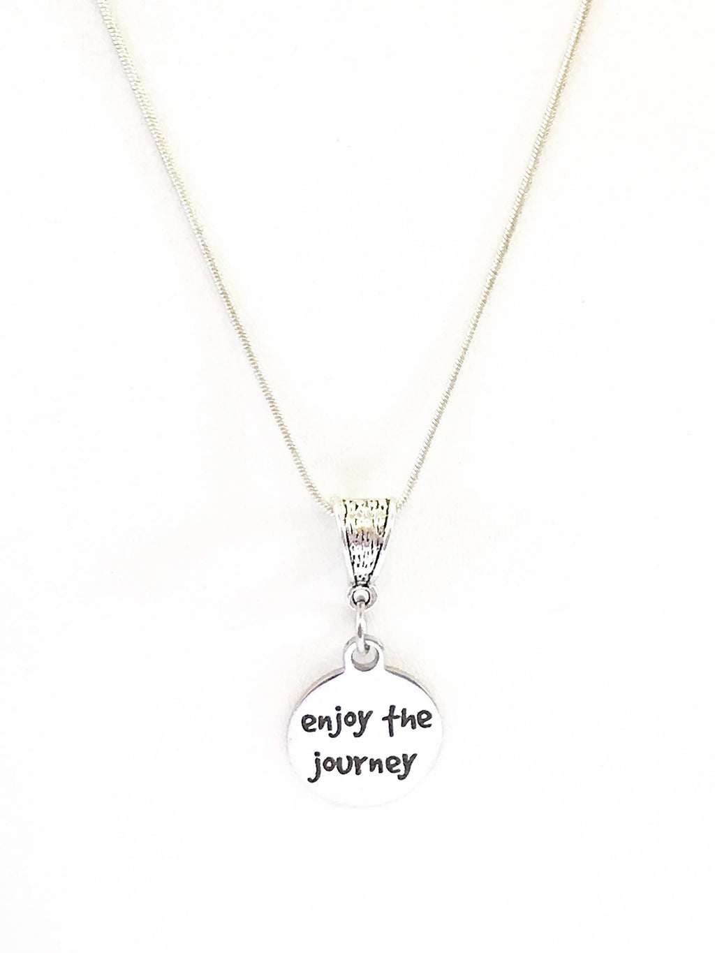 Enjoy The Journey Egraved Pendant Necklace, Mindfulness Jewelry Gift For Her, Motivational Jewelry For Daughter, Inspirational Jewelry