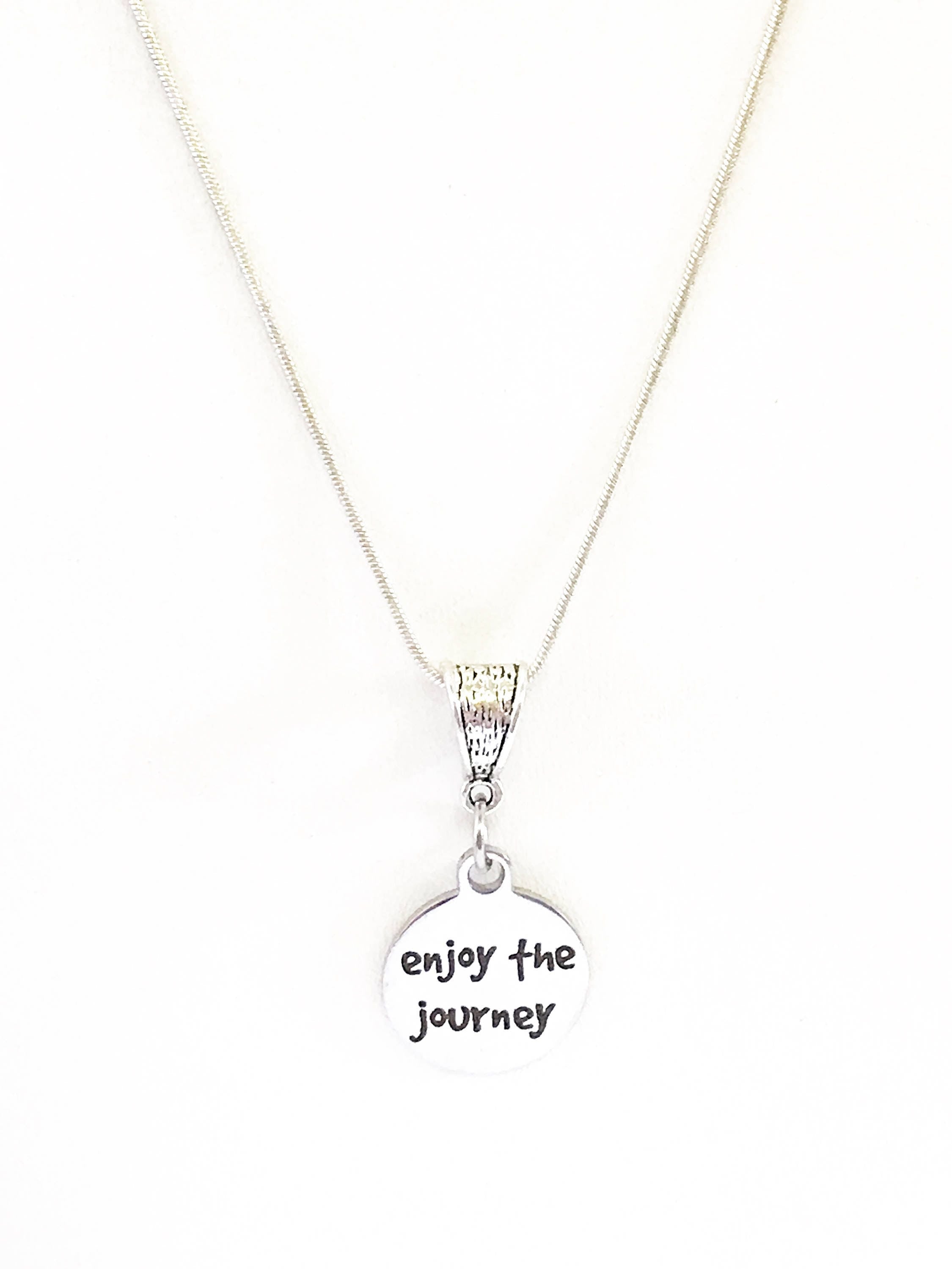Enjoy The Journey Egraved Pendant Necklace, Mindfulness Jewelry Gift For Her, Motivational Jewelry For Daughter, Inspirational Jewelry