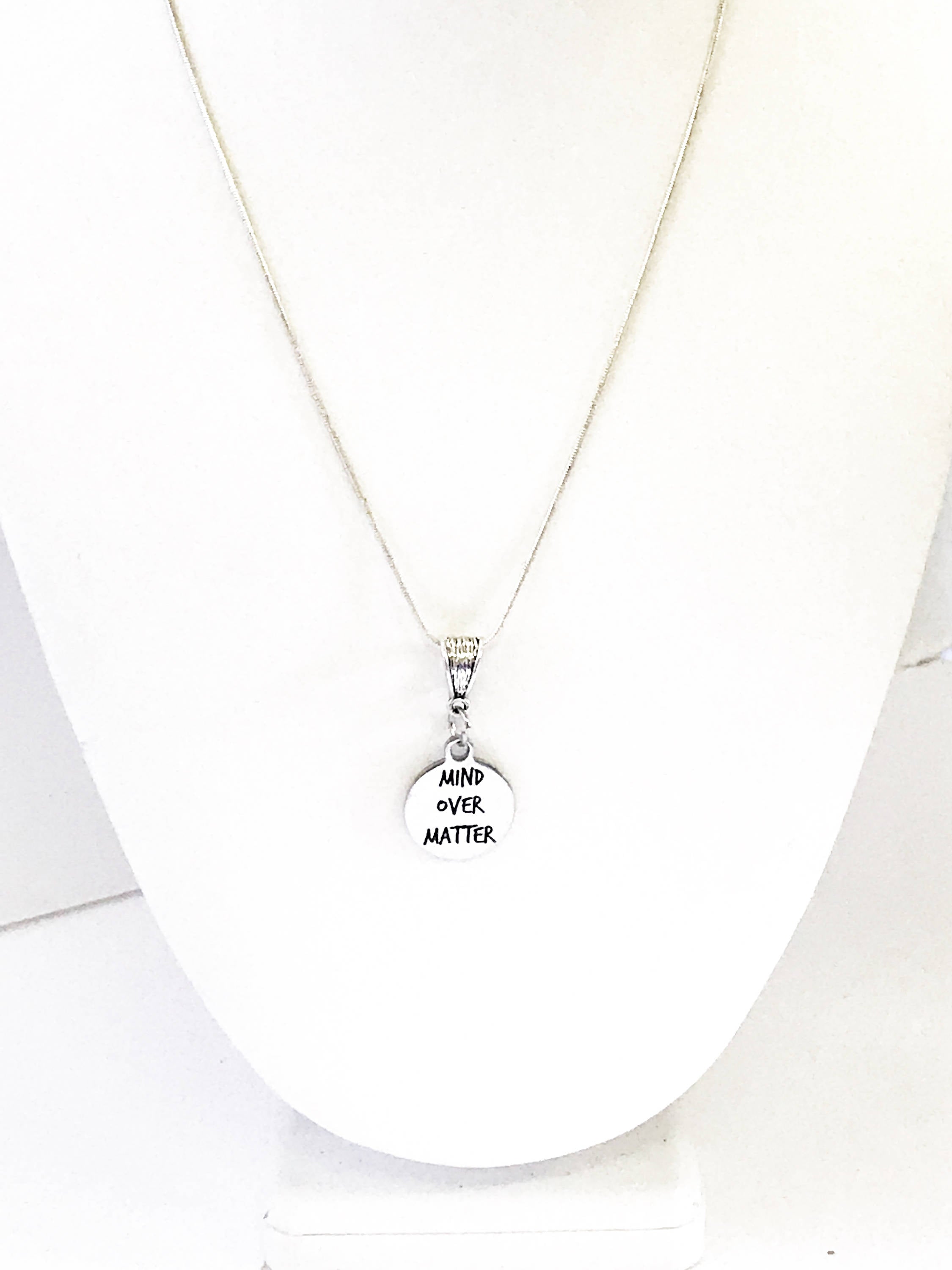 Mind Over Matter SS Engraved Pendant Necklace, Encouragement Jewelry Gift For Her, Motivational Jewelry For Daughter, Inspirational Jewelry