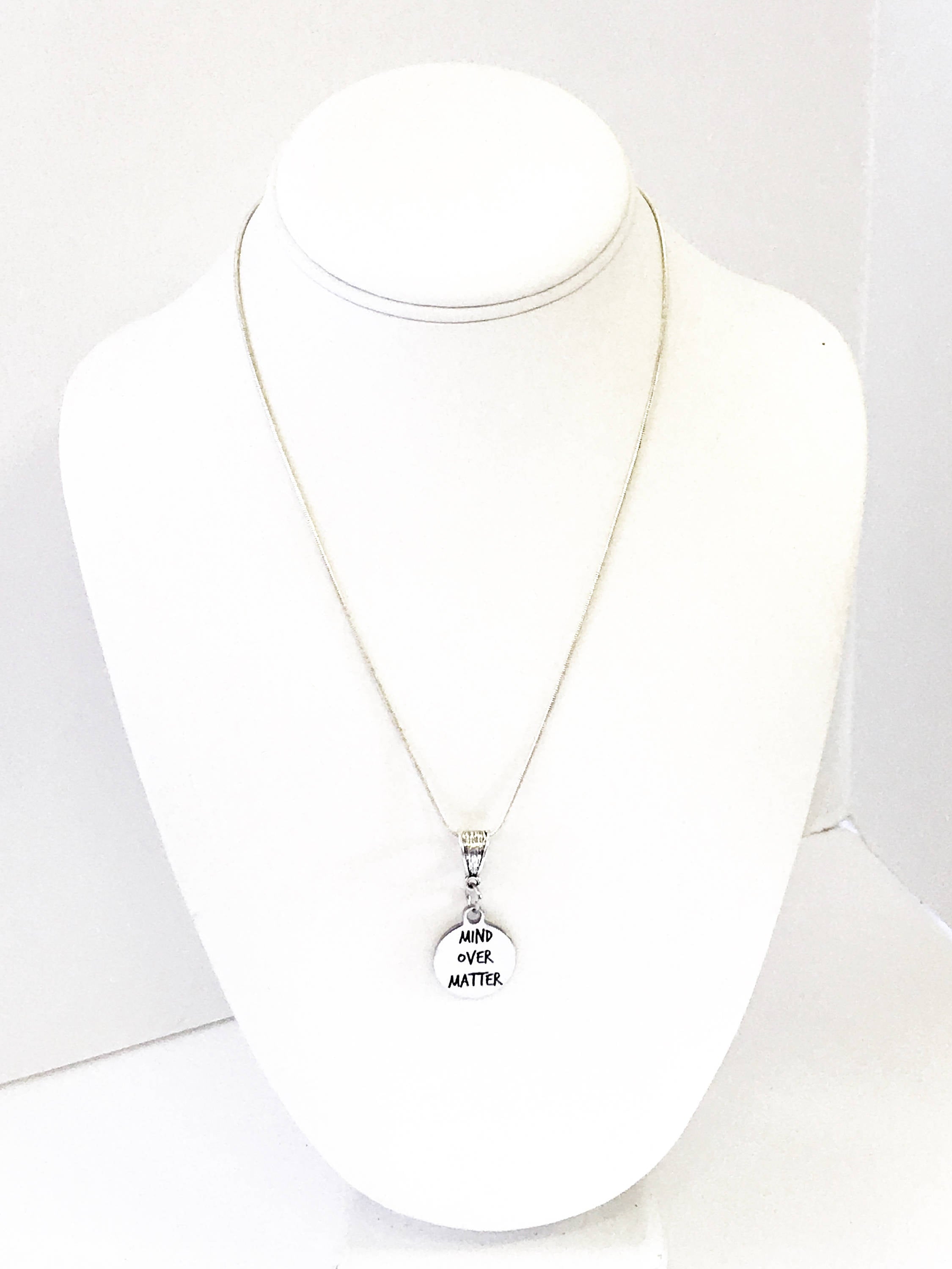 Mind Over Matter SS Engraved Pendant Necklace, Encouragement Jewelry Gift For Her, Motivational Jewelry For Daughter, Inspirational Jewelry