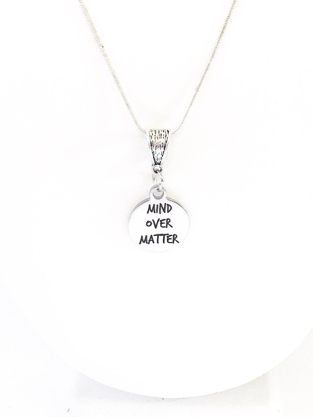 Mind Over Matter SS Engraved Pendant Necklace, Encouragement Jewelry Gift For Her, Motivational Jewelry For Daughter, Inspirational Jewelry