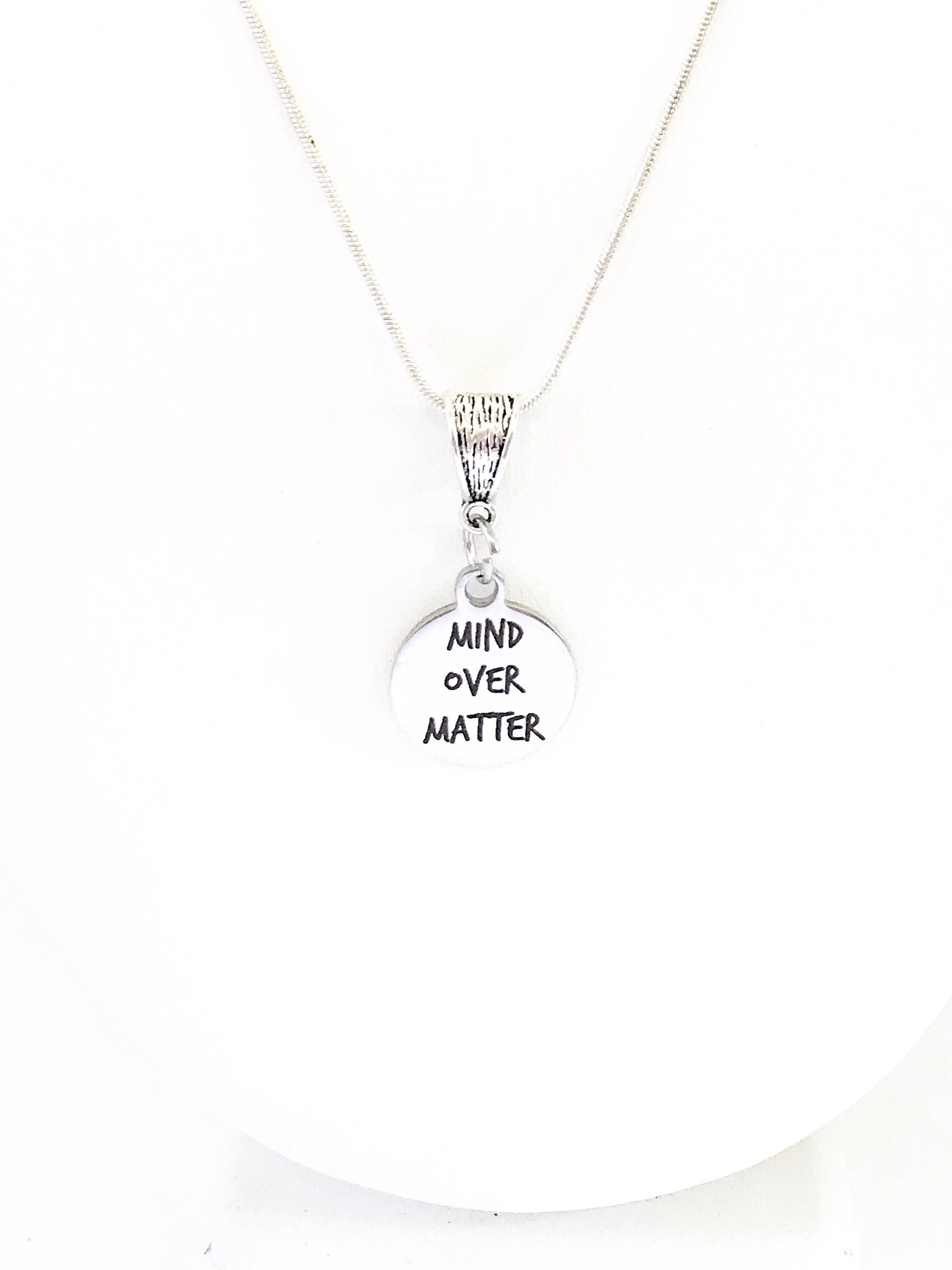 Mind Over Matter SS Engraved Pendant Necklace, Encouragement Jewelry Gift For Her, Motivational Jewelry For Daughter, Inspirational Jewelry