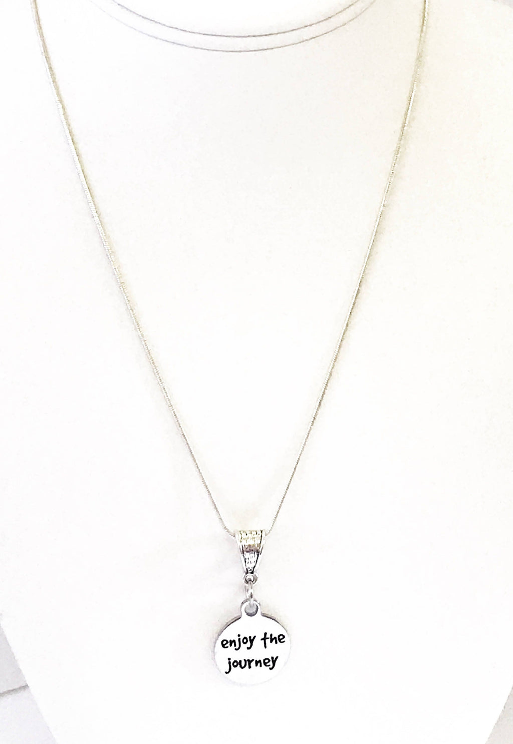 Enjoy The Journey Egraved Pendant Necklace, Mindfulness Jewelry Gift For Her, Motivational Jewelry For Daughter, Inspirational Jewelry