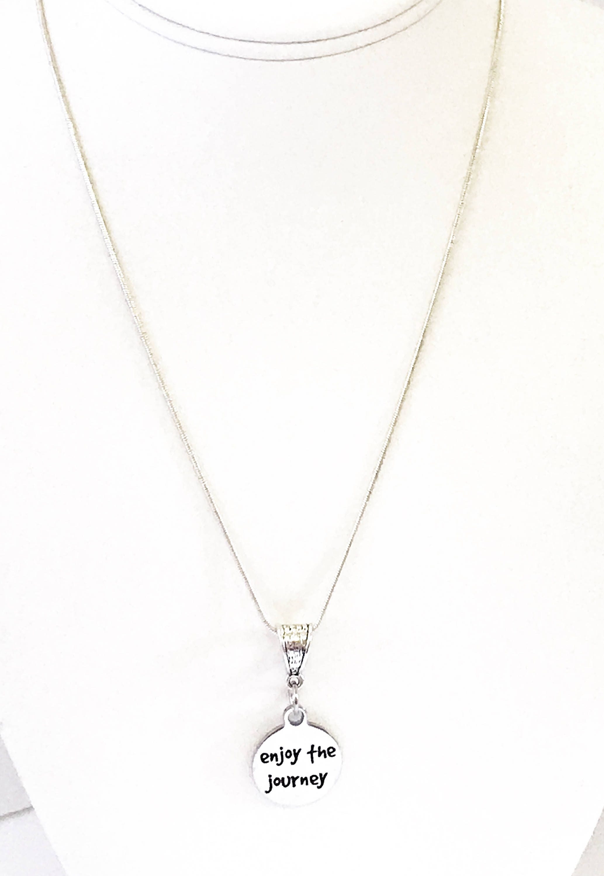 Enjoy The Journey Egraved Pendant Necklace, Mindfulness Jewelry Gift For Her, Motivational Jewelry For Daughter, Inspirational Jewelry