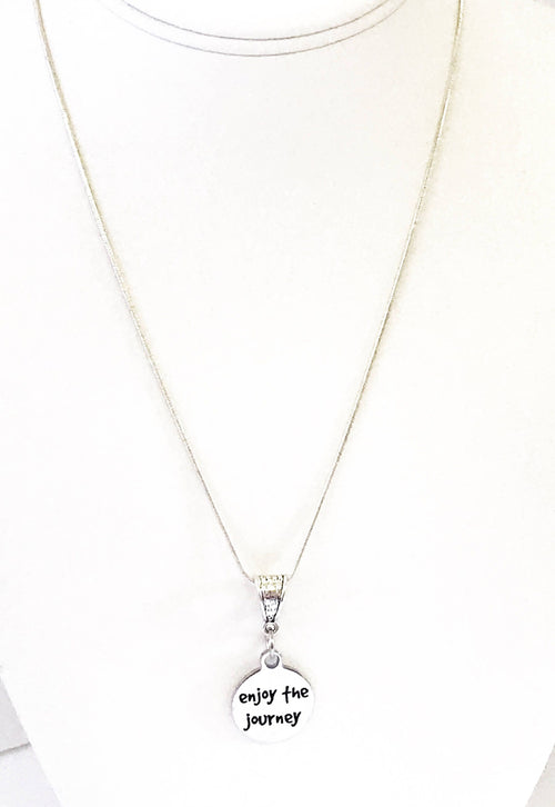 Enjoy The Journey Egraved Pendant Necklace, Mindfulness Jewelry Gift For Her, Motivational Jewelry For Daughter, Inspirational Jewelry