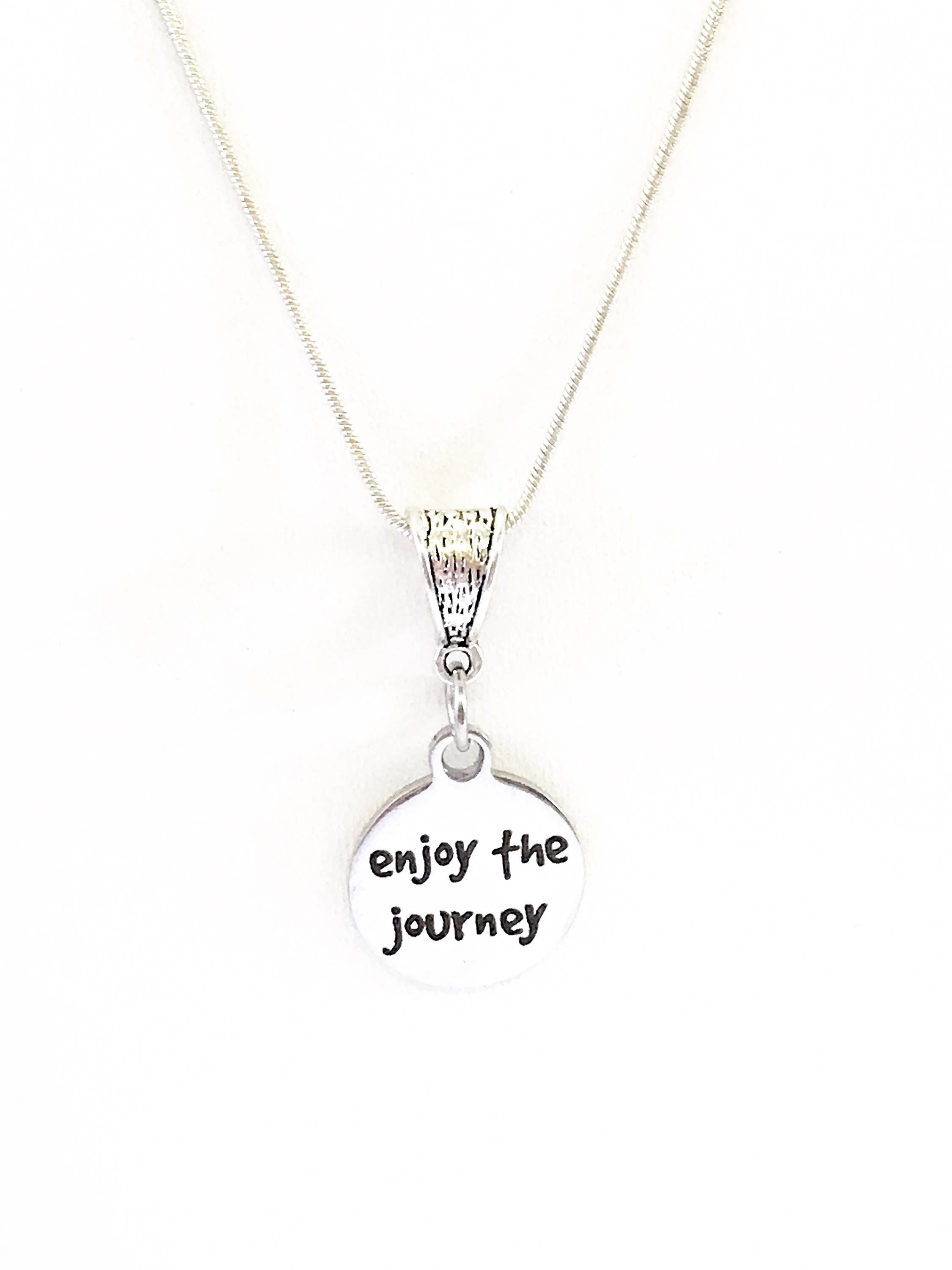 Enjoy The Journey Egraved Pendant Necklace, Mindfulness Jewelry Gift For Her, Motivational Jewelry For Daughter, Inspirational Jewelry